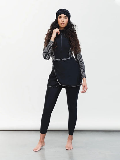 3PCS Muslim Swimwear Women Long Sleeve Swimsuit Muslimah Swimming Burkini Turban Pants maillots de bains musulmans maillot femme