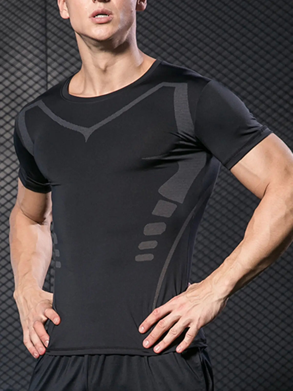 Men's Compression Shirt Short Sleeve Quick Dry Top - Fuzzy Sports