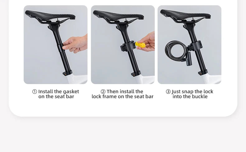 ROCKBROS Bicycle Lock Portable Anti-theft Bike Cable Lock with Keys Zinc Alloy