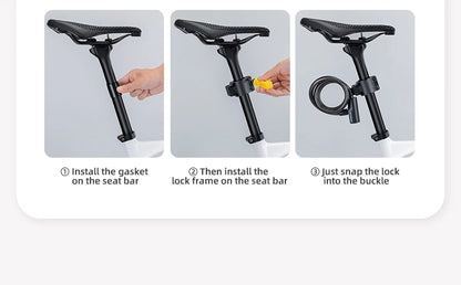 ROCKBROS Bicycle Lock Portable Anti-theft Bike Cable Lock with Keys Zinc Alloy