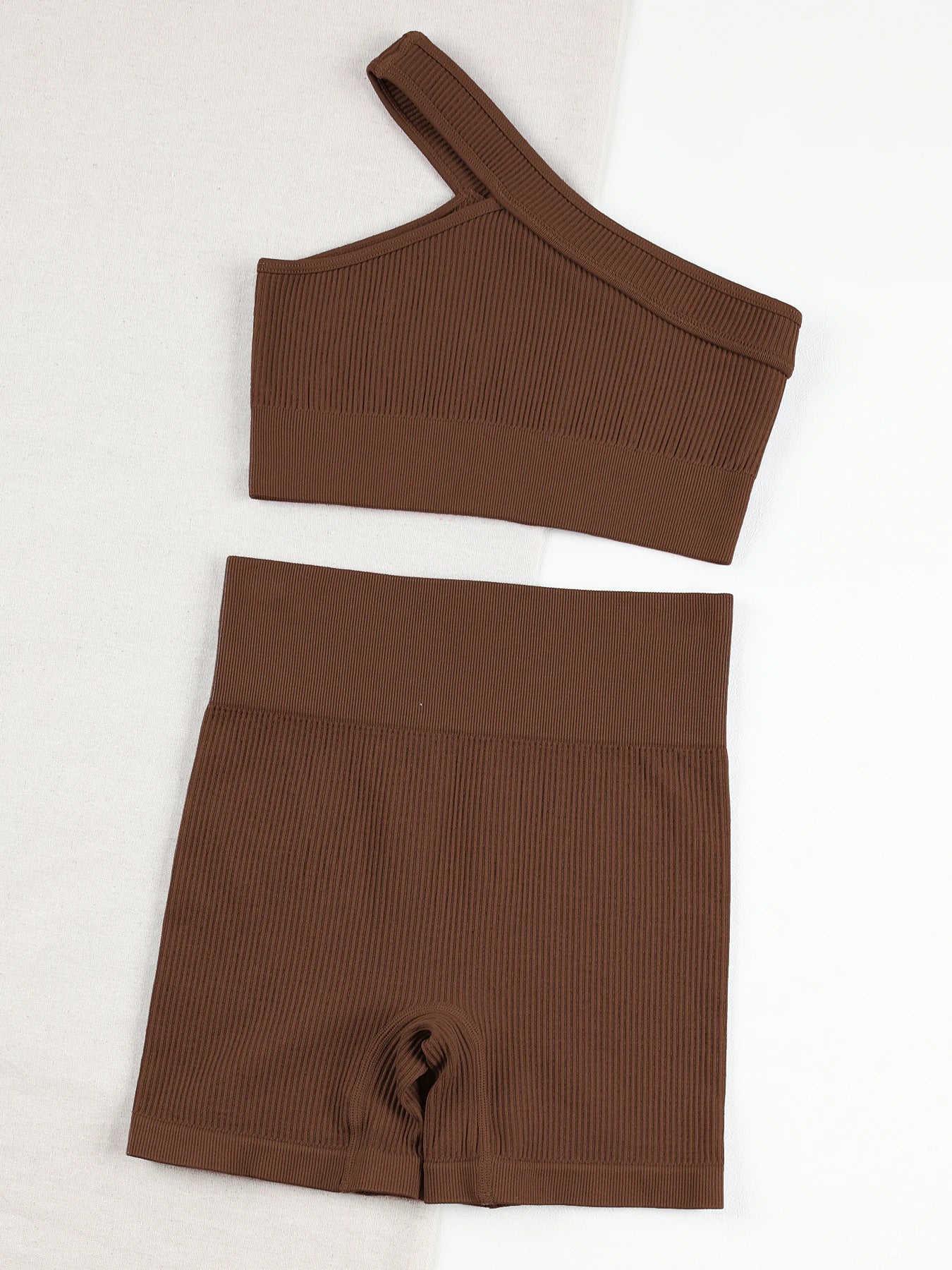 CHRLEISURE Womens Seamless Sports Set Fitness Outfit Ribbed Yoga Suit Bra Shorts - Fuzzy Sports