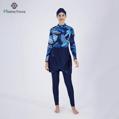 3PCS Muslim Swimwear Women Long Sleeve Swimsuit Muslimah Swimming Burkini Turban Pants maillots de bains musulmans maillot femme