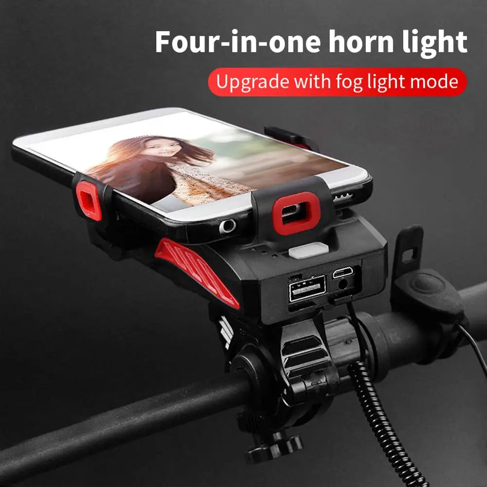1PCS 4-in-1 Mobile Phone Holder Headlight Horn Convenient Portable Bicycle USB Charging Light Bicycle Accessories Dropshipping