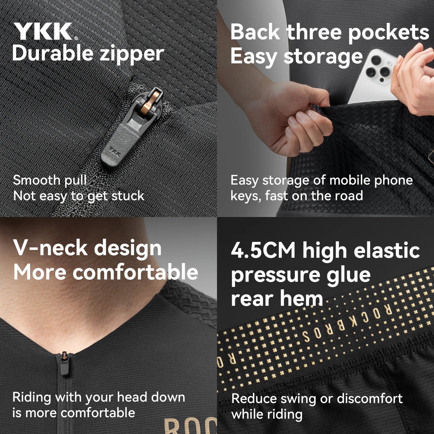 ROCKBROS Cycling Jersey Short Sleeve Windproof Shirt Bike Sports Shirt Breathable Reflective Summer Shirt with YKK Zipper