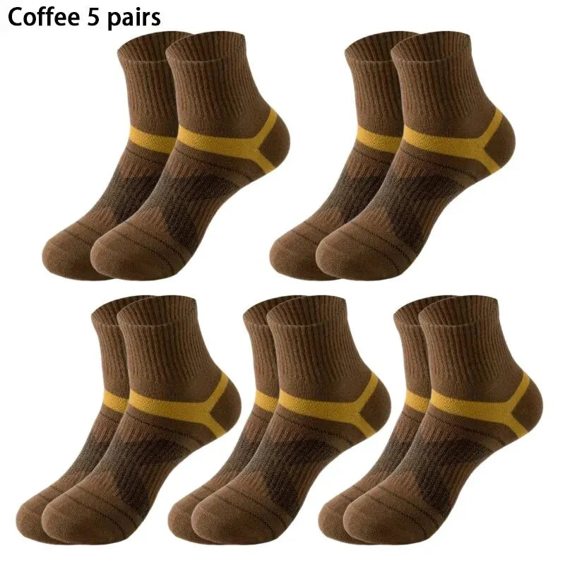 5 Pairs of MEN'S Sports Cotton Socks, Sweat Wicking and Breathable - Fuzzy Sports