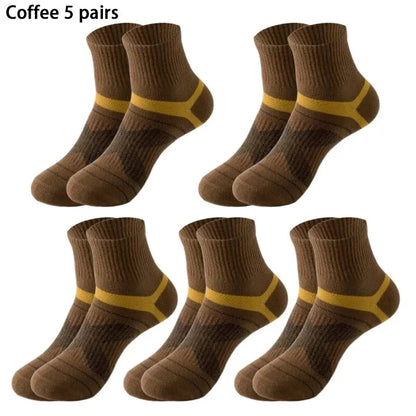 5 Pairs of MEN'S Sports Cotton Socks, Sweat Wicking and Breathable - Fuzzy Sports