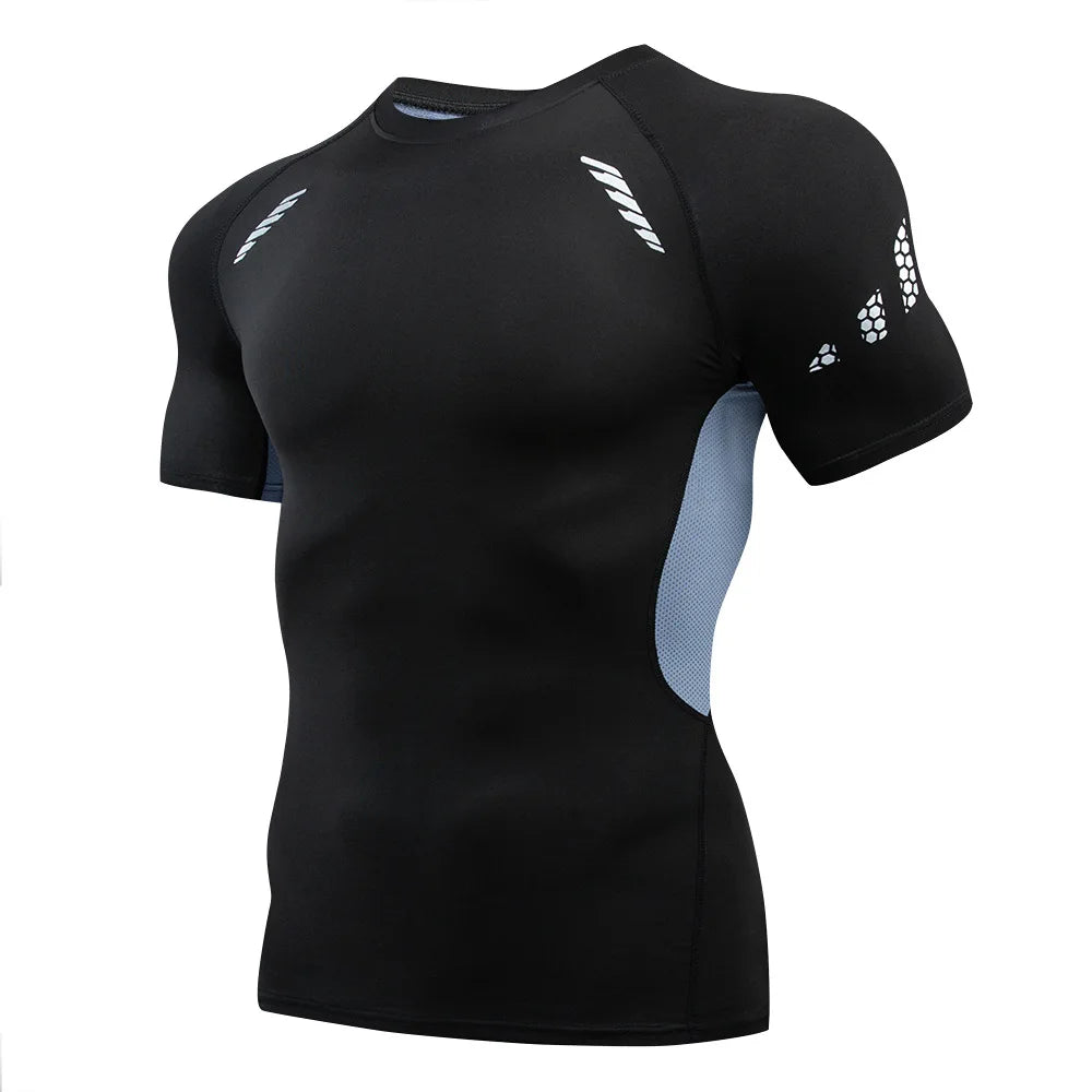Men's Compression Shirt Short Sleeve Quick Dry Top - Fuzzy Sports