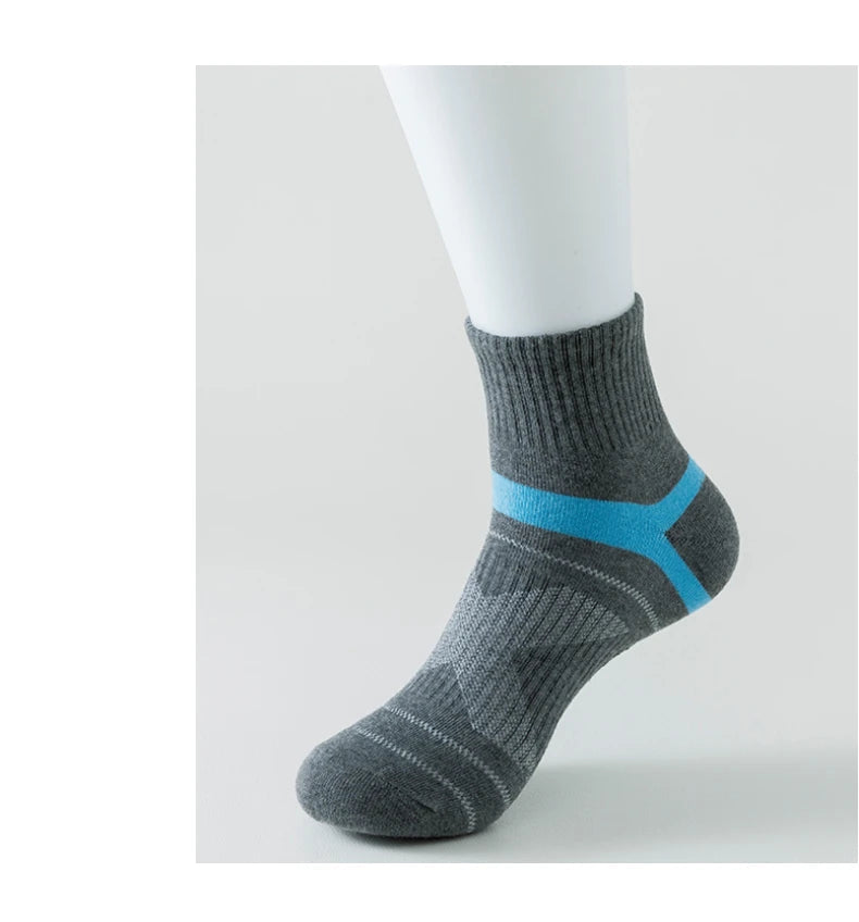 5 Pairs of MEN'S Sports Cotton Socks, Sweat Wicking and Breathable - Fuzzy Sports