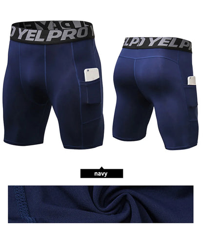 Sports Shorts Men Compression Running Shorts With Pocket Quick Dry Workout Gym Shorts Fitness Sport Leggings for Men