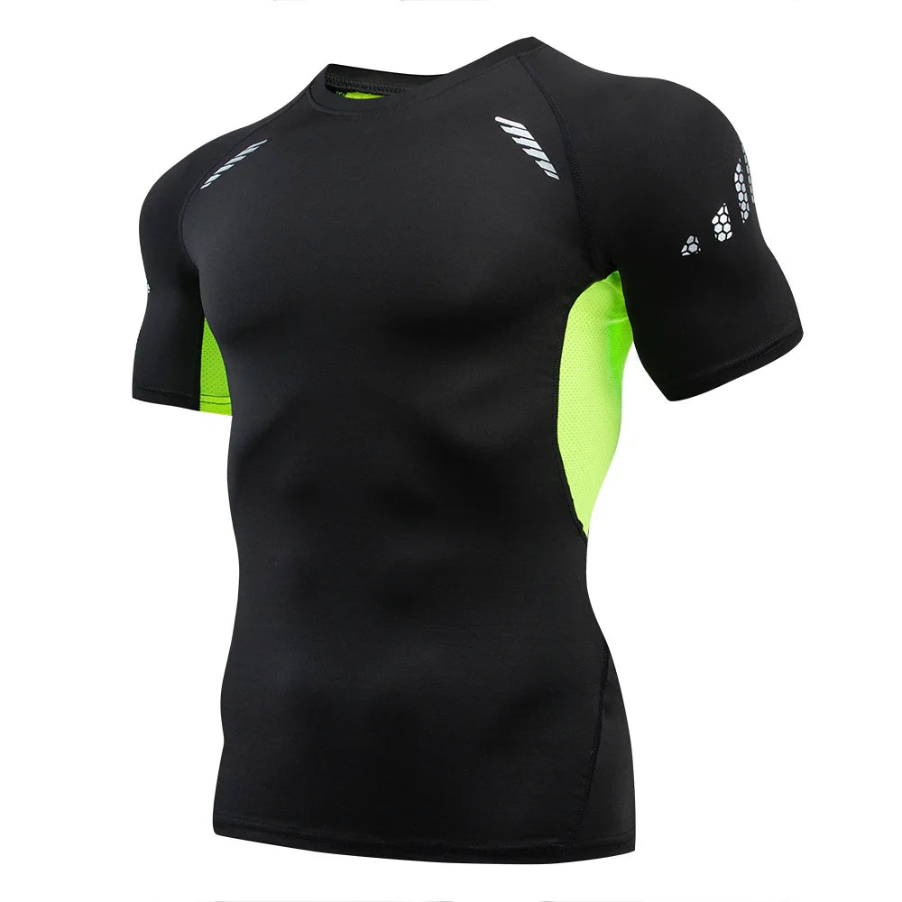 Men's Compression Shirt Short Sleeve Quick Dry Top - Fuzzy Sports