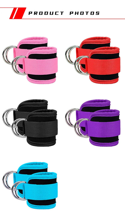Gym Ankle Straps Double D-Ring Adjustable Neoprene Padded Cuffs Ankle Weight Leg Training Brace Support Sport Safety Abductors