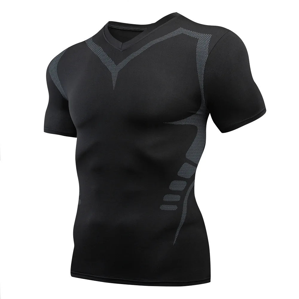 Men's Compression Shirt Short Sleeve Quick Dry Top - Fuzzy Sports