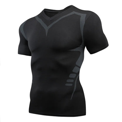 Men's Compression Shirt Short Sleeve Quick Dry Top - Fuzzy Sports