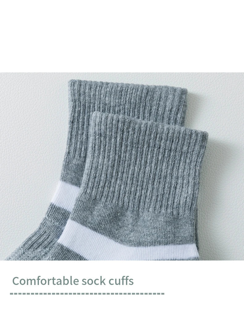 5 Pairs of MEN'S Sports Cotton Socks, Sweat Wicking and Breathable - Fuzzy Sports