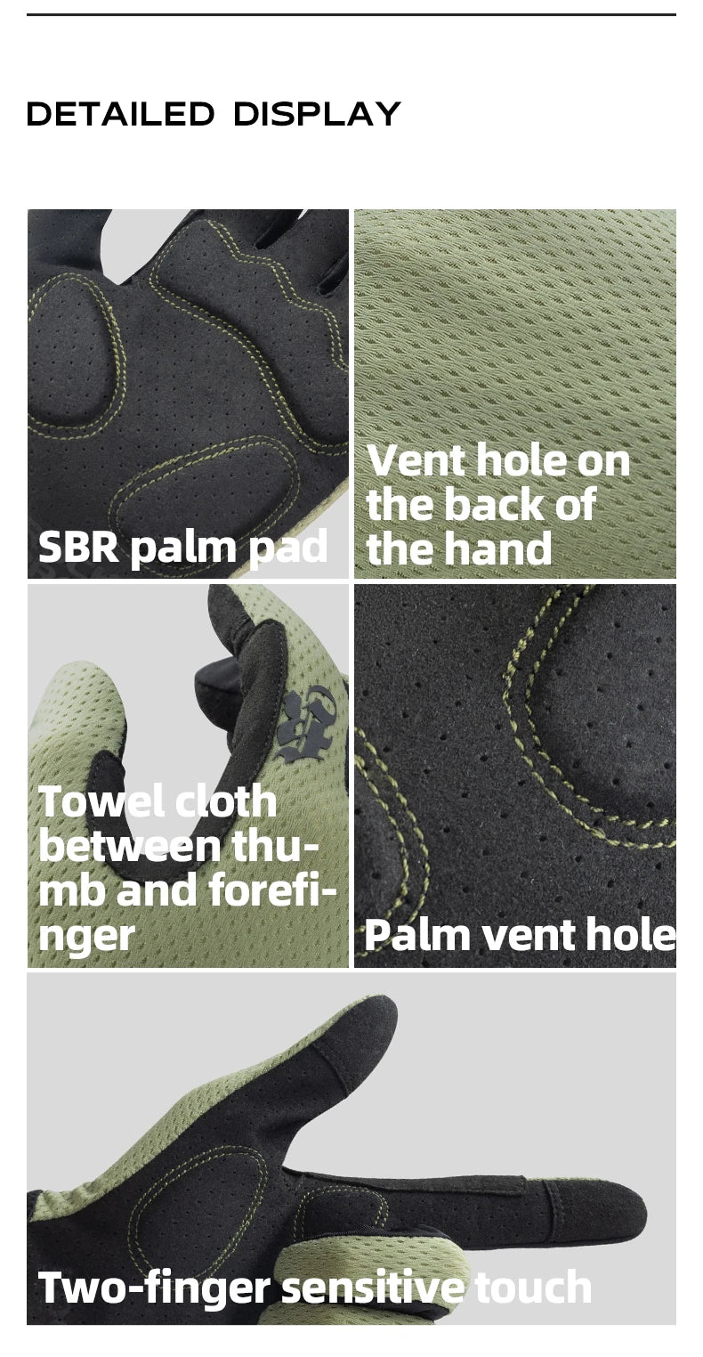 ROCKBROS Mens Full Finger Cycling Gloves Breathable Non-slip Touch Screen - Fuzzy Sports