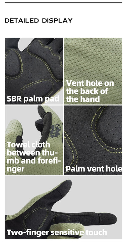 ROCKBROS Mens Full Finger Cycling Gloves Breathable Non-slip Touch Screen - Fuzzy Sports