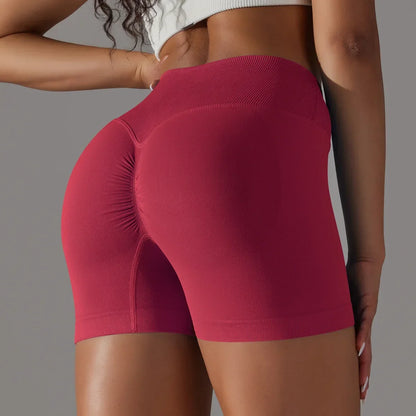 Women High Waist Workout Fitness Yoga Shorts Gym Push Up Yoga Leggings Scrunch Butt Seamless Sports Shorts
