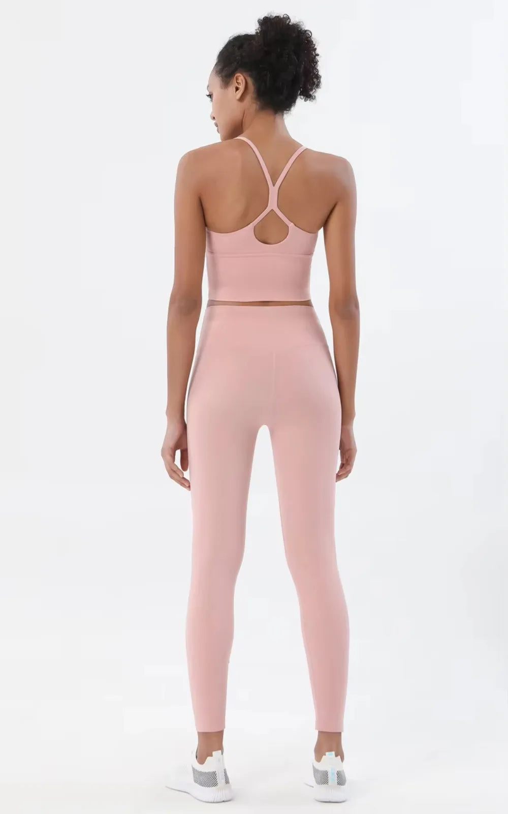 Womens Two Piece Gym Sports Crop Top and Leggings Outfit Nude Feel - Fuzzy Sports