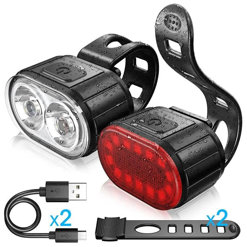 Cycling Bicycle Front Rear Light Set Bike USB Charge Headlight Light MTB Waterproof Taillight LED Lantern Bike Parts