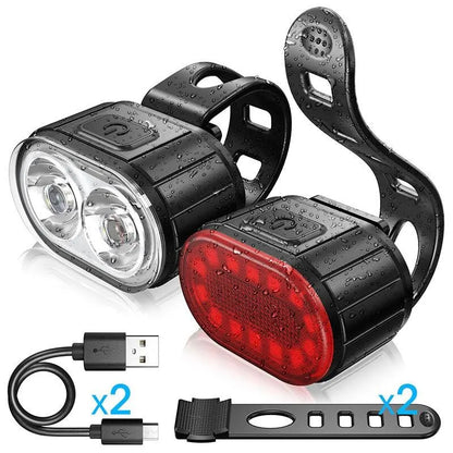 Cycling Bicycle Front Rear Light Set Bike USB Charge Headlight Light MTB Waterproof Taillight LED Lantern Bike Parts