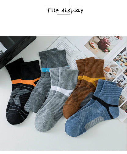 5 Pairs of MEN'S Sports Cotton Socks, Sweat Wicking and Breathable - Fuzzy Sports