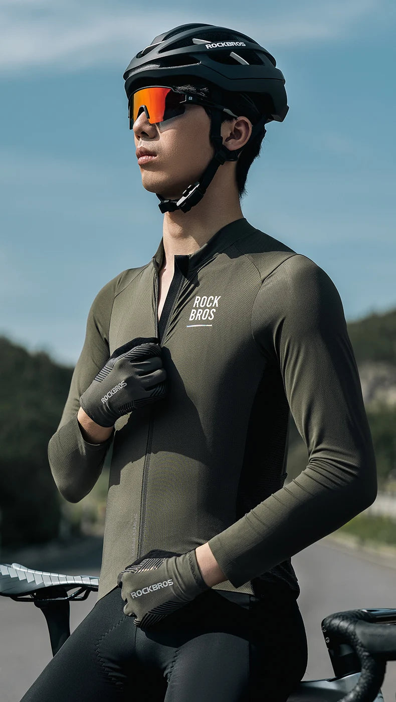 ROCKBROS Mens Full Finger Cycling Gloves Breathable Non-slip Touch Screen - Fuzzy Sports