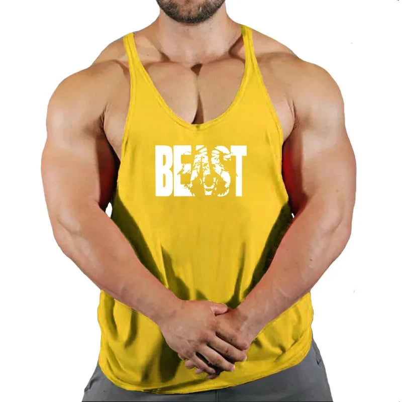 Mens Sleeveless Singlet Vest Gym Top - Fuzzy Sports