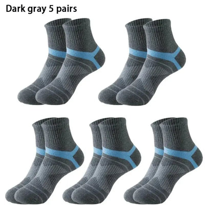5 Pairs of MEN'S Sports Cotton Socks, Sweat Wicking and Breathable - Fuzzy Sports
