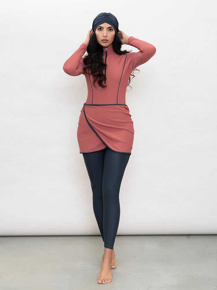 3PCS Muslim Swimwear Women Long Sleeve Swimsuit Muslimah Swimming Burkini Turban Pants maillots de bains musulmans maillot femme