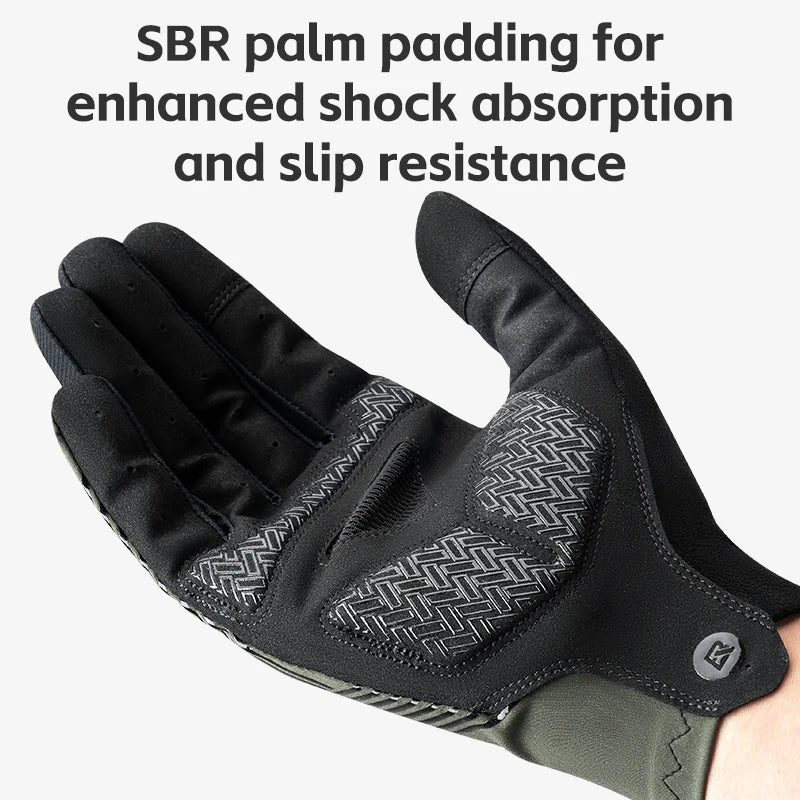 ROCKBROS Mens Full Finger Cycling Gloves Breathable Non-slip Touch Screen - Fuzzy Sports