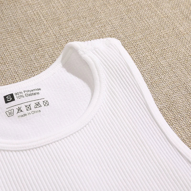 Womens Sports Vest Seamless Crop Top Rib Knit - Fuzzy Sports