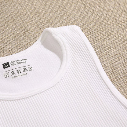 Womens Sports Vest Seamless Crop Top Rib Knit - Fuzzy Sports