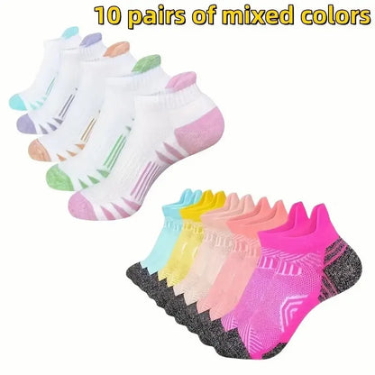 5/10 Pairs Neutral Sports Socks Fashionable Striped Sweat Absorbing Breathable Outdoor Running Basketball Couple Casual Socks﻿ - Fuzzy Sports