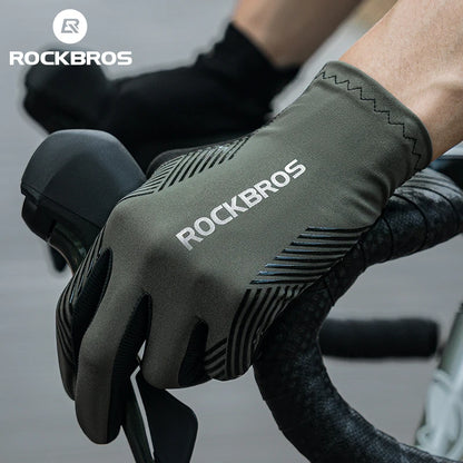 ROCKBROS Mens Full Finger Cycling Gloves Breathable Non-slip Touch Screen - Fuzzy Sports
