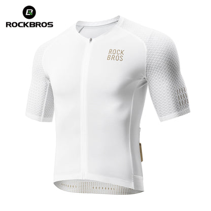 ROCKBROS Cycling Jersey Short Sleeve Windproof Shirt Bike Sports Shirt Breathable Reflective Summer Shirt with YKK Zipper