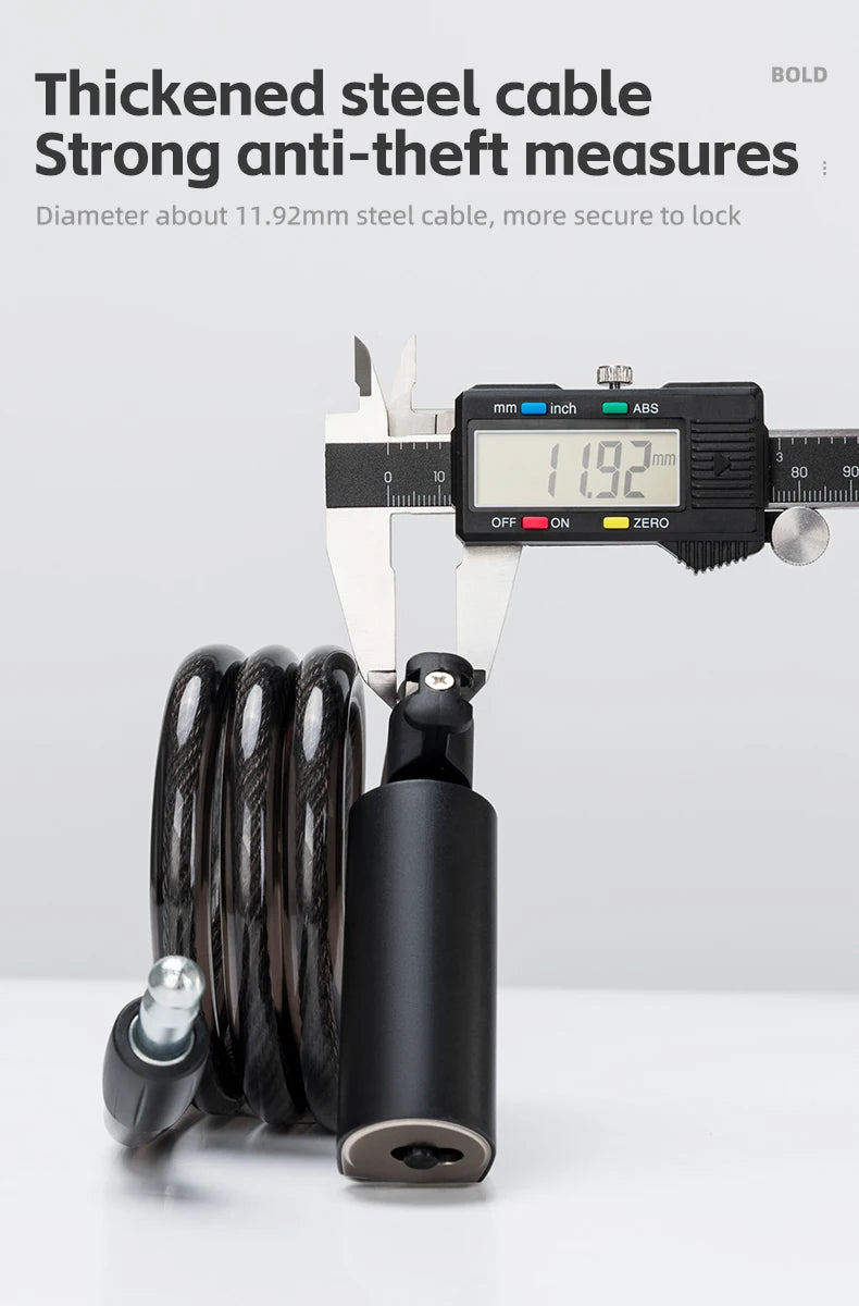 ROCKBROS Bicycle Lock Portable Anti-theft Bike Cable Lock with Keys Zinc Alloy