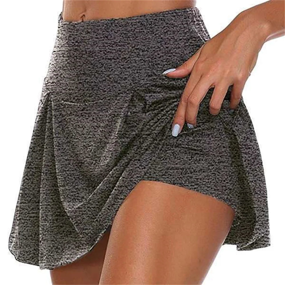 Womens High-waisted Fitness Tennis Running Quick-drying Skort - Fuzzy Sports
