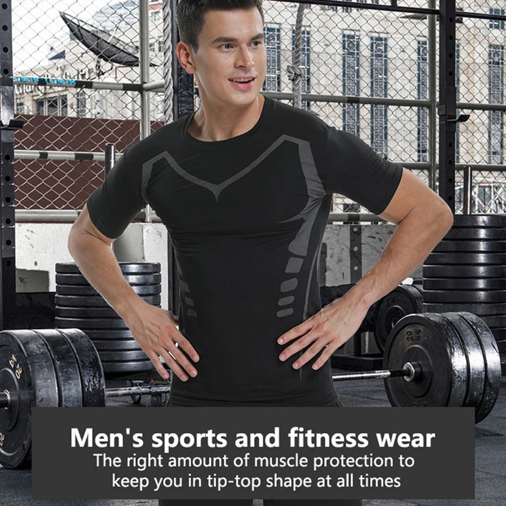 Men's Compression Shirt Short Sleeve Quick Dry Top - Fuzzy Sports